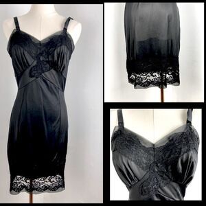 Vintage Black Babydoll Slip Dress Size 34 Whimsigoth Feminine Dark Romance